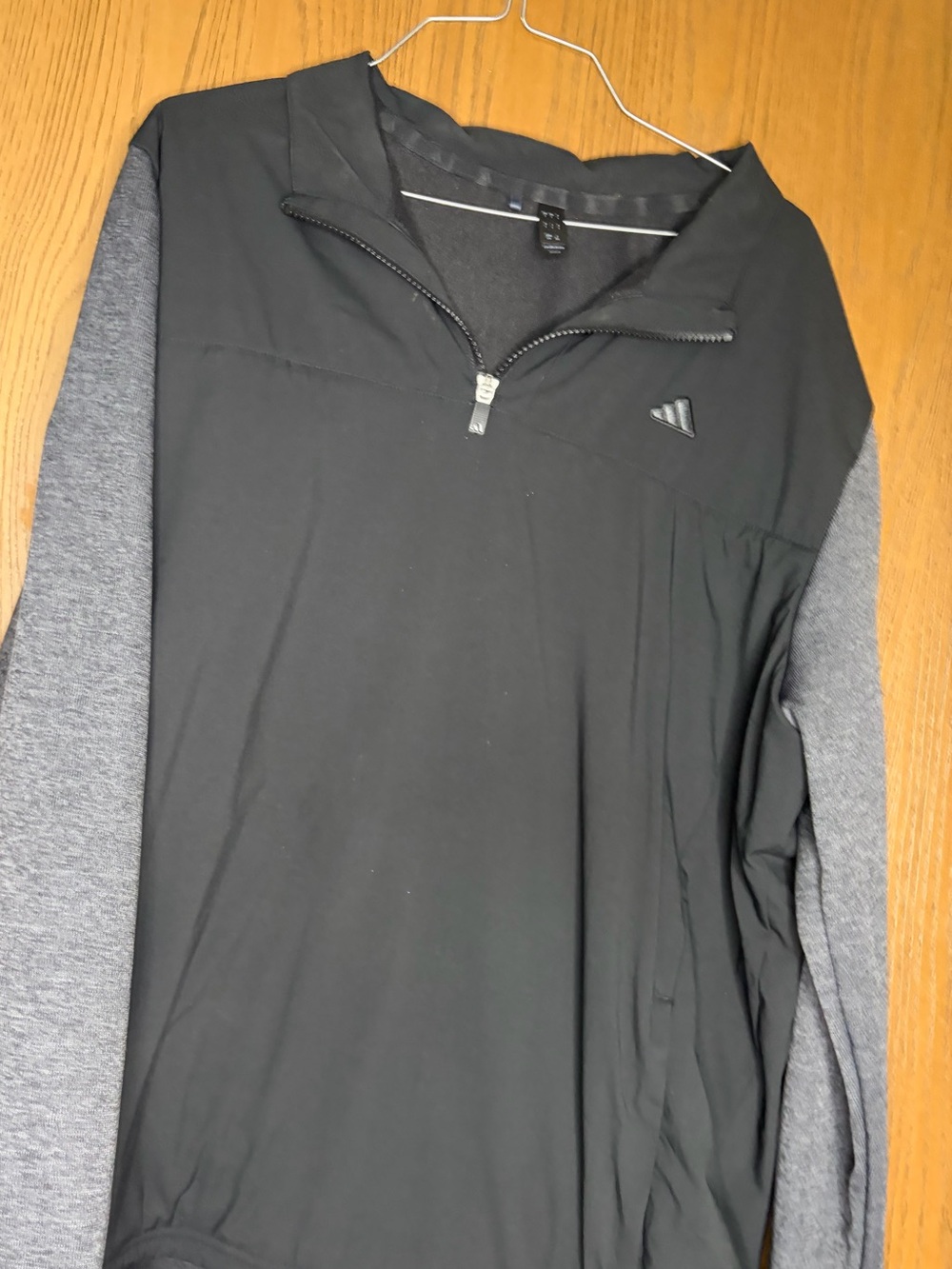adidas Men's Black Quarter-Zip Pullover with Gray Sleeves